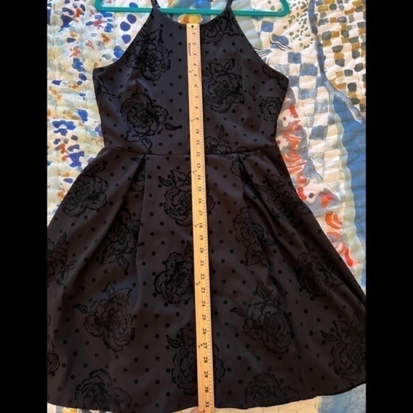 AQUA BLOOMINGDALE’S L Polka Dot Velvet Rose-Embossed Mini Dress - Picture 2 of 11